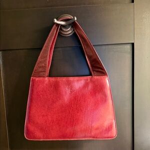 Georgio Ferri Italian vintage Red Leather Shoulder Bag with brown suede accents